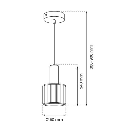 Lestenec na vrvici CRISTAL 1xE27/60W/230V črna