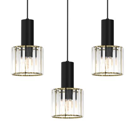 Lestenec na vrvici CRISTAL 3xE27/60W/230V črna