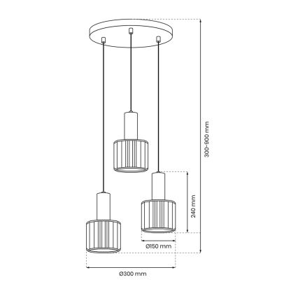 Lestenec na vrvici CRISTAL 3xE27/60W/230V črna