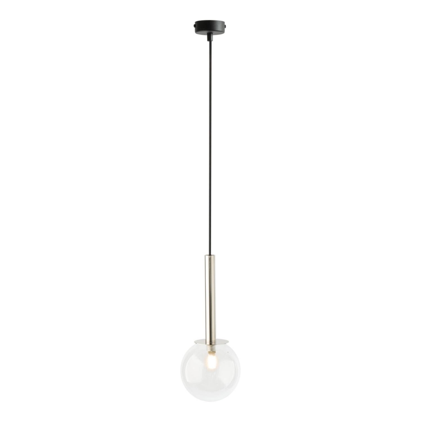Lestenec na vrvici DAISY 1xG9/12W/230V pr. 14 cm sijajni krom/črna/prozorna