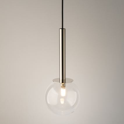 Lestenec na vrvici DAISY 1xG9/12W/230V pr. 14 cm sijajni krom/črna/prozorna