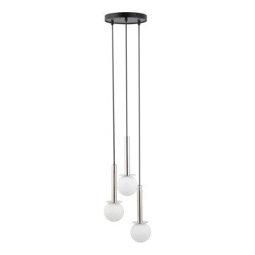 Lestenec na vrvici DAISY 3xG9/12W/230V pr. 27 cm sijajni krom/črna/bela