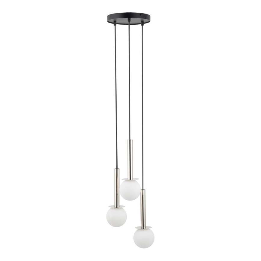 Lestenec na vrvici DAISY 3xG9/12W/230V pr. 27 cm sijajni krom/črna/bela