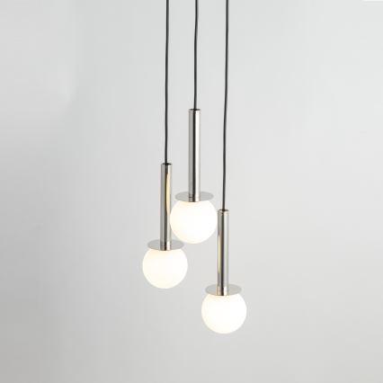 Lestenec na vrvici DAISY 3xG9/12W/230V pr. 27 cm sijajni krom/črna/bela