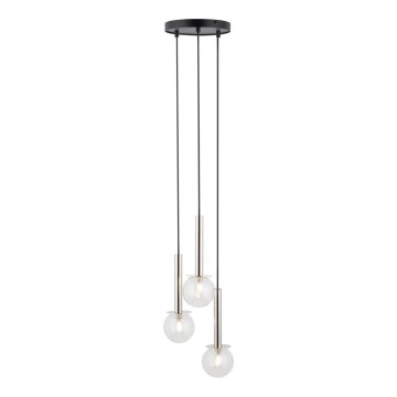 Lestenec na vrvici DAISY 3xG9/12W/230V pr. 27 cm sijajni krom/črna/prozorna