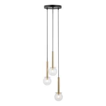 Lestenec na vrvici DAISY 3xG9/12W/230V pr. 27 cm zlata/črna/prozorna