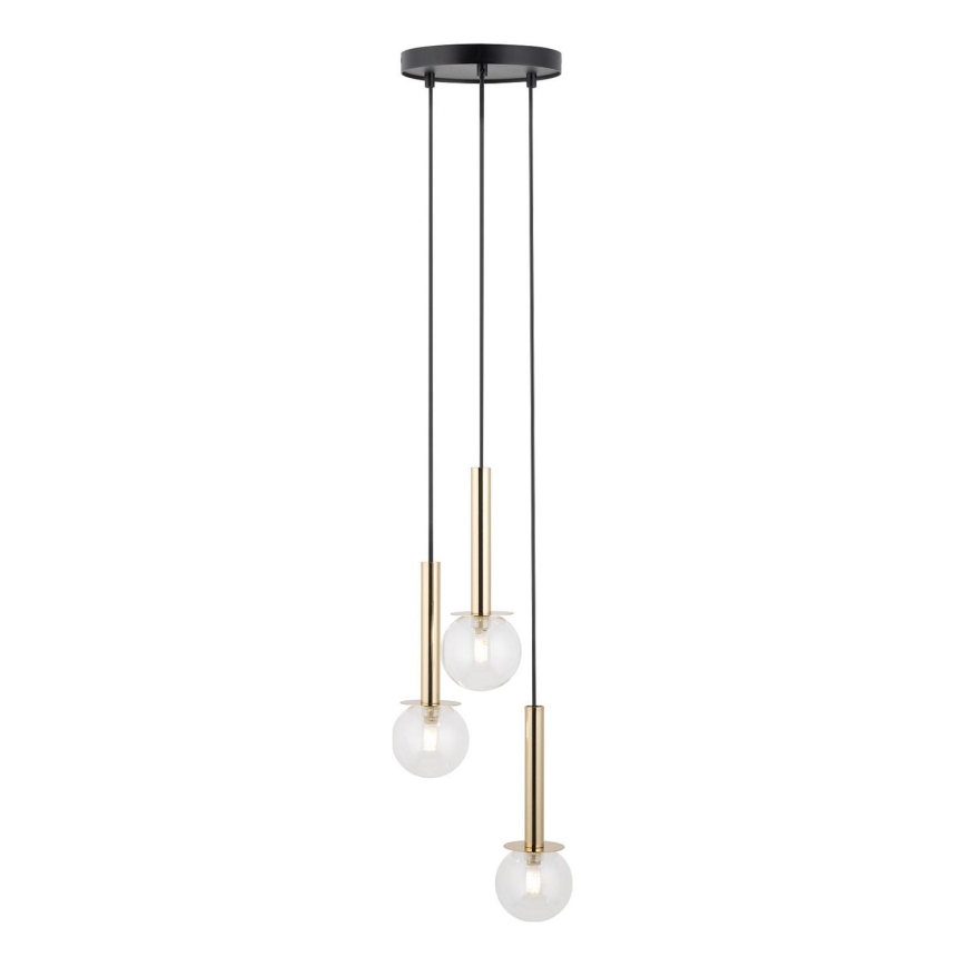 Lestenec na vrvici DAISY 3xG9/12W/230V pr. 27 cm zlata/črna/prozorna