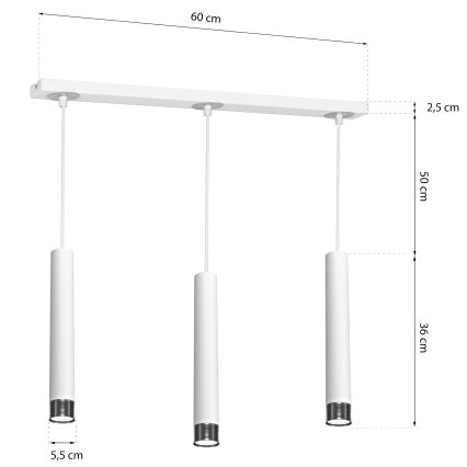 Lestenec na vrvici DANI 3xGU10/8W/230V