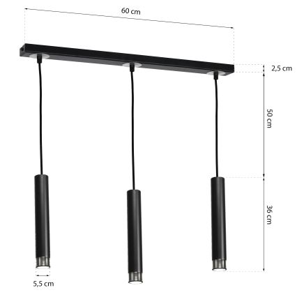 Lestenec na vrvici DANI 3xGU10/8W/230V