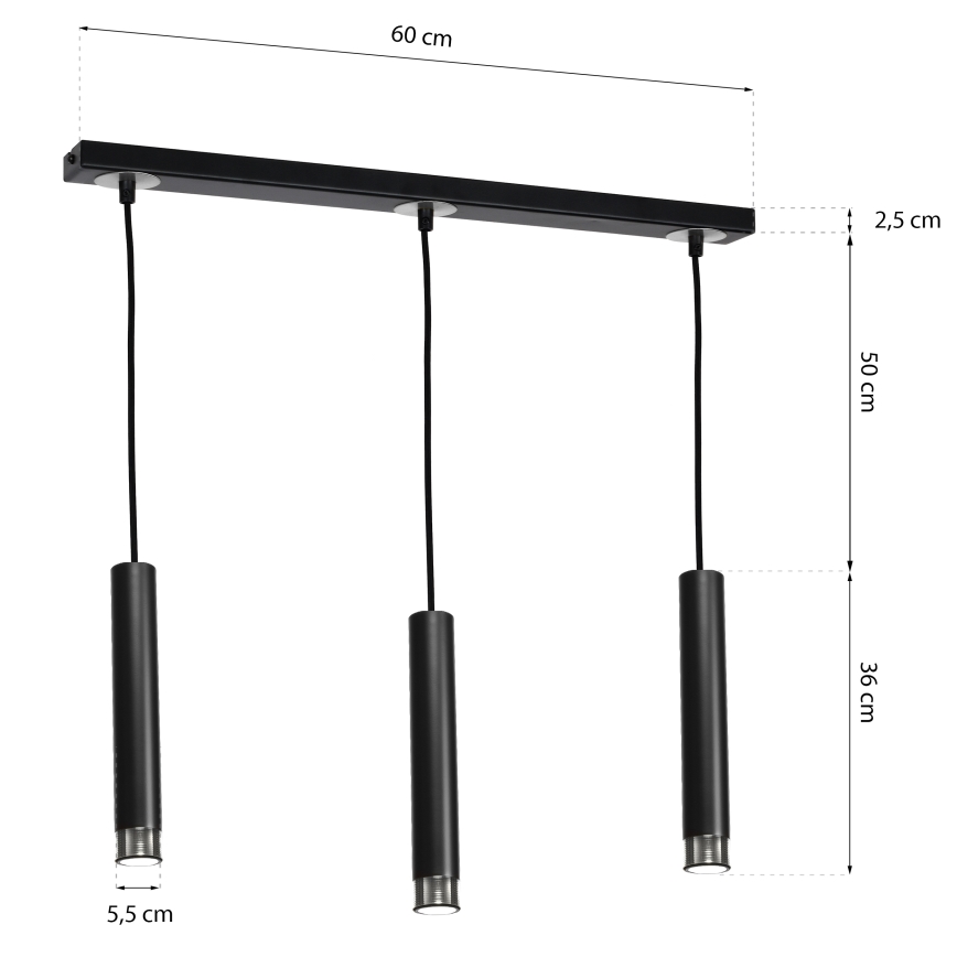 Lestenec na vrvici DANI 3xGU10/8W/230V
