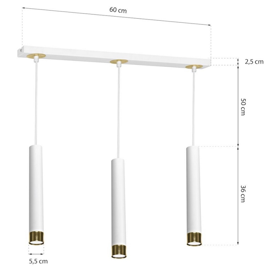 Lestenec na vrvici DANI 3xGU10/8W/230V