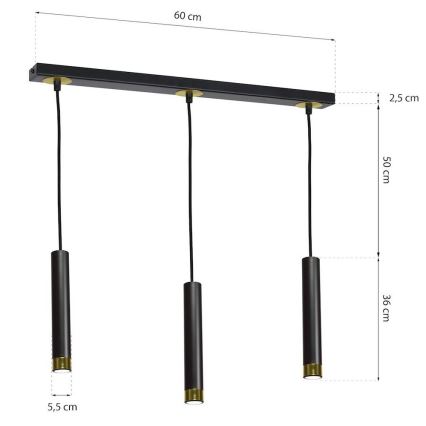 Lestenec na vrvici DANI 3xGU10/8W/230V