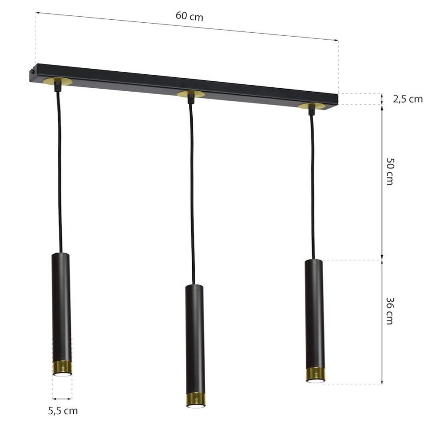 Lestenec na vrvici DANI 3xGU10/8W/230V