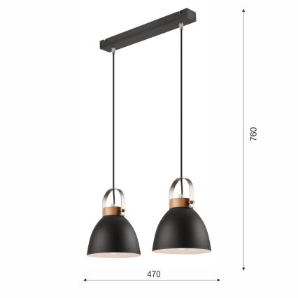 Lestenec na vrvici DANIELLE 2xE27/60W/230V bukev