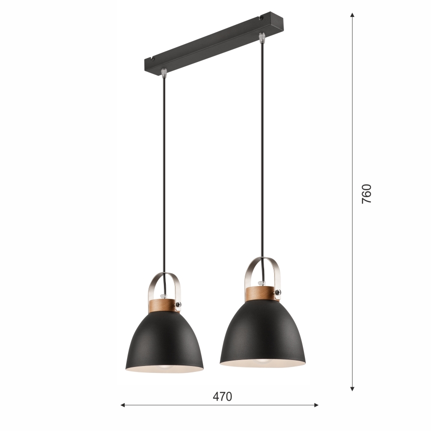 Lestenec na vrvici DANIELLE 2xE27/60W/230V bukev