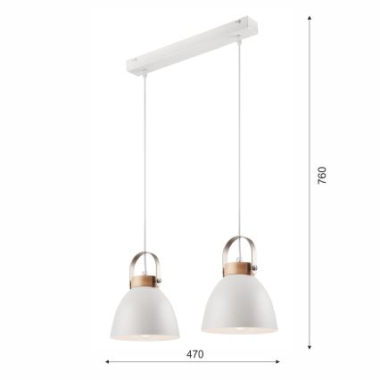 Lestenec na vrvici DANIELLE 2xE27/60W/230V bukev