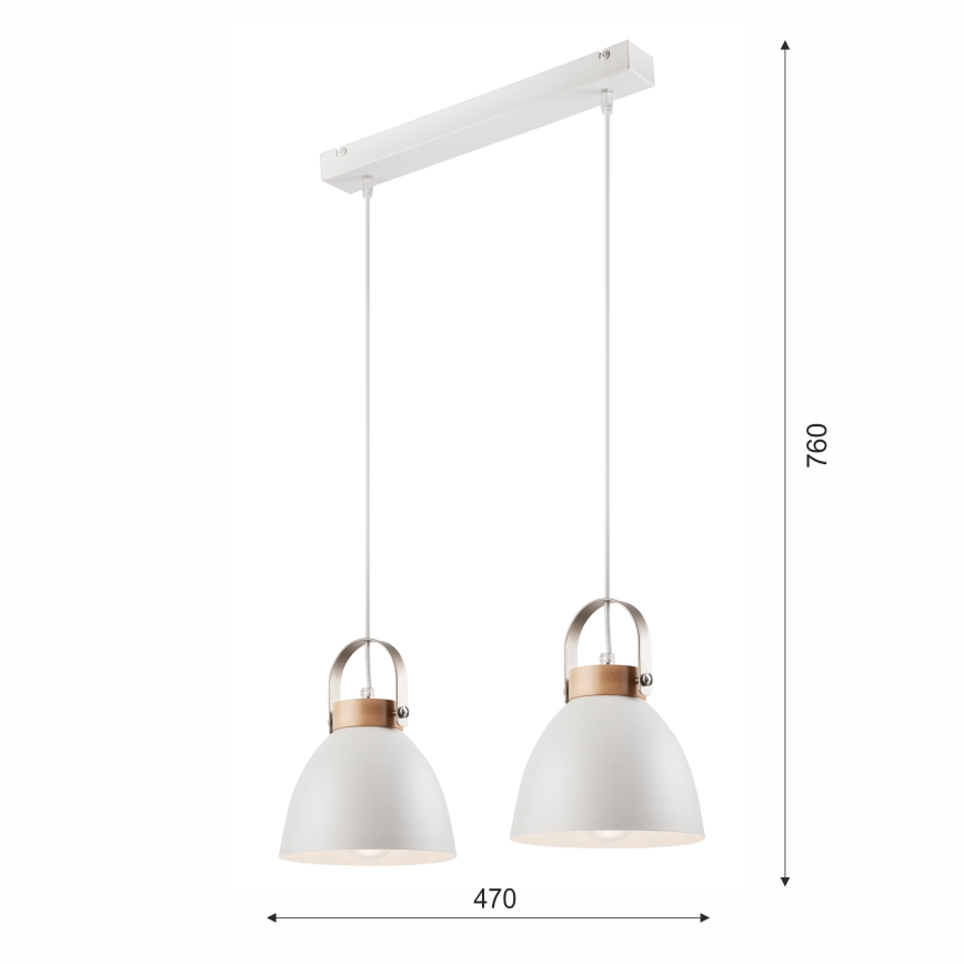 Lestenec na vrvici DANIELLE 2xE27/60W/230V bukev