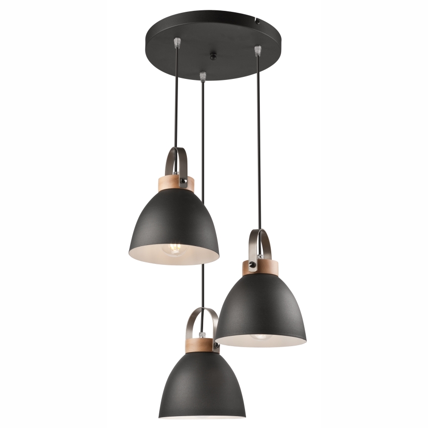 Lestenec na vrvici DANIELLE 3xE27/60W/230V bukev