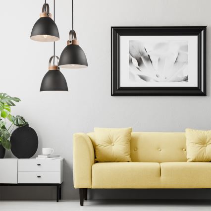 Lestenec na vrvici DANIELLE 3xE27/60W/230V bukev