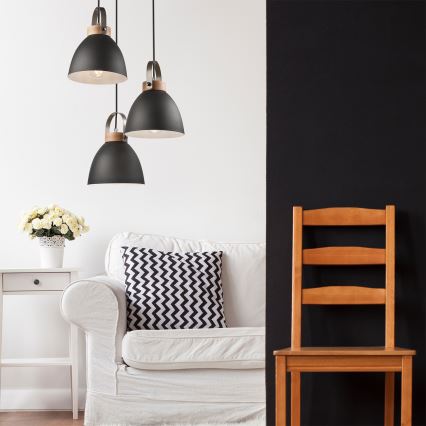Lestenec na vrvici DANIELLE 3xE27/60W/230V bukev