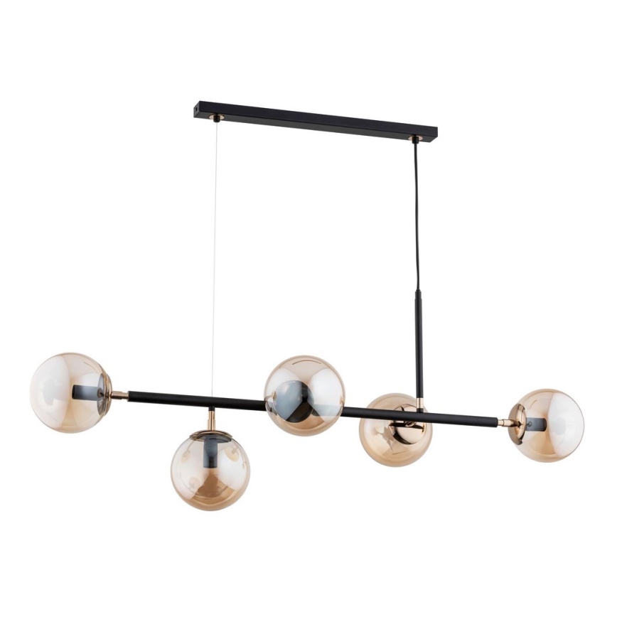 Lestenec na vrvici DANSA 5xE14/10W/230V medenina/črn