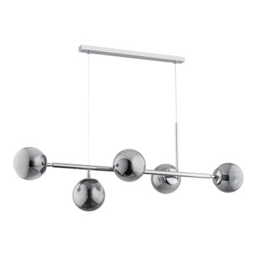 Lestenec na vrvici DANSA 5xE14/10W/230V siv/krom