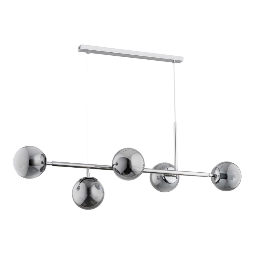 Lestenec na vrvici DANSA 5xE14/10W/230V siv/krom