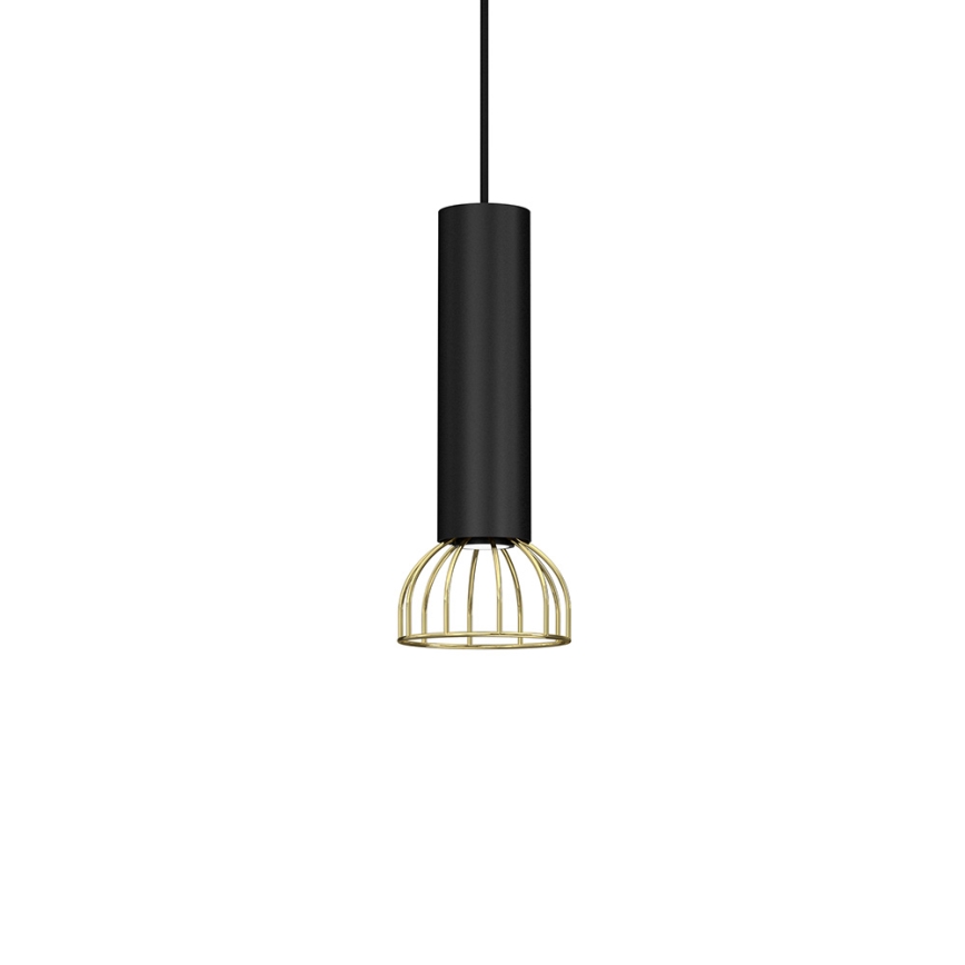 Lestenec na vrvici DANTE 1xGU10/25W/230V črn/zlat