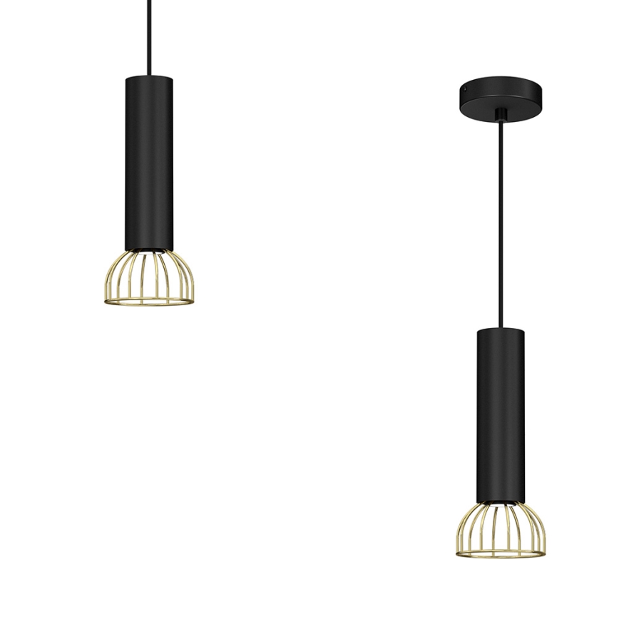 Lestenec na vrvici DANTE 1xGU10/25W/230V črn/zlat
