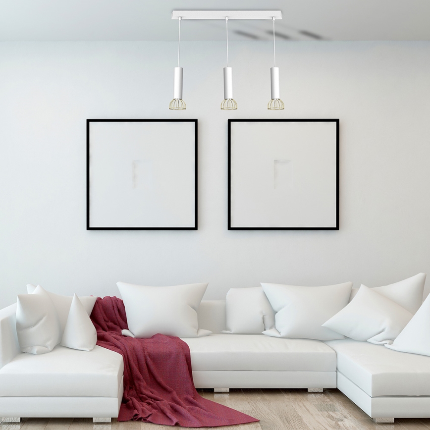 Lestenec na vrvici DANTE 3xGU10/25W/230V bel/zlat