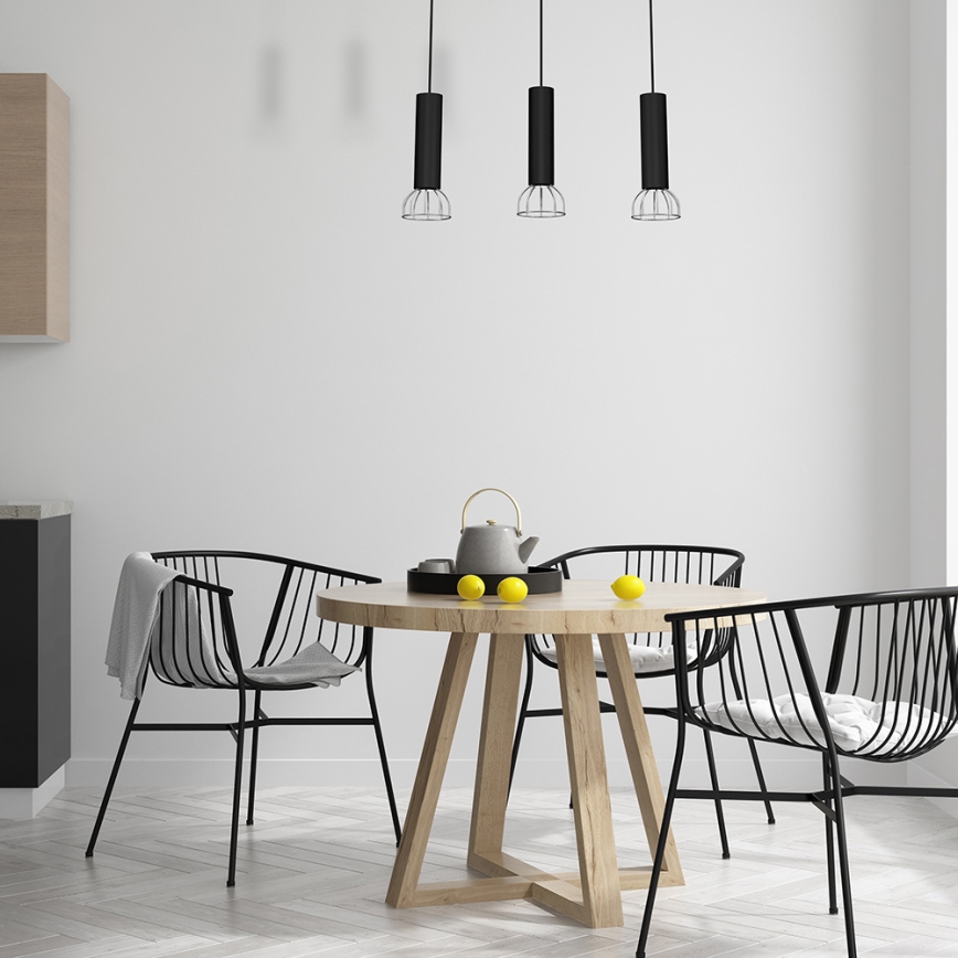 Lestenec na vrvici DANTE 3xGU10/25W/230V črn/krom