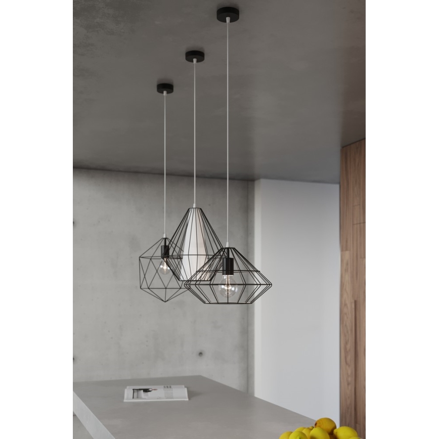 Lestenec na vrvici DEMI 1xE27/60W/230V črna/bela