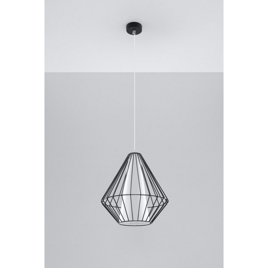 Lestenec na vrvici DEMI 1xE27/60W/230V črna/bela