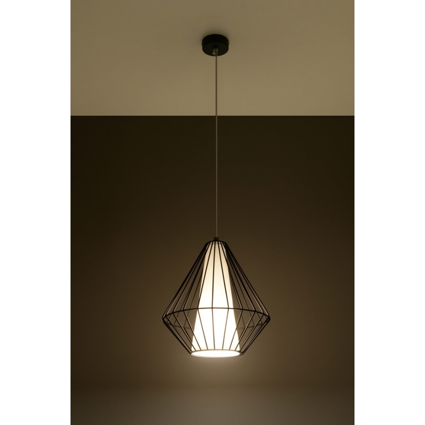 Lestenec na vrvici DEMI 1xE27/60W/230V črna/bela