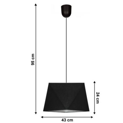 Lestenec na vrvici DIAMENT 1xE27/60W/230V črn