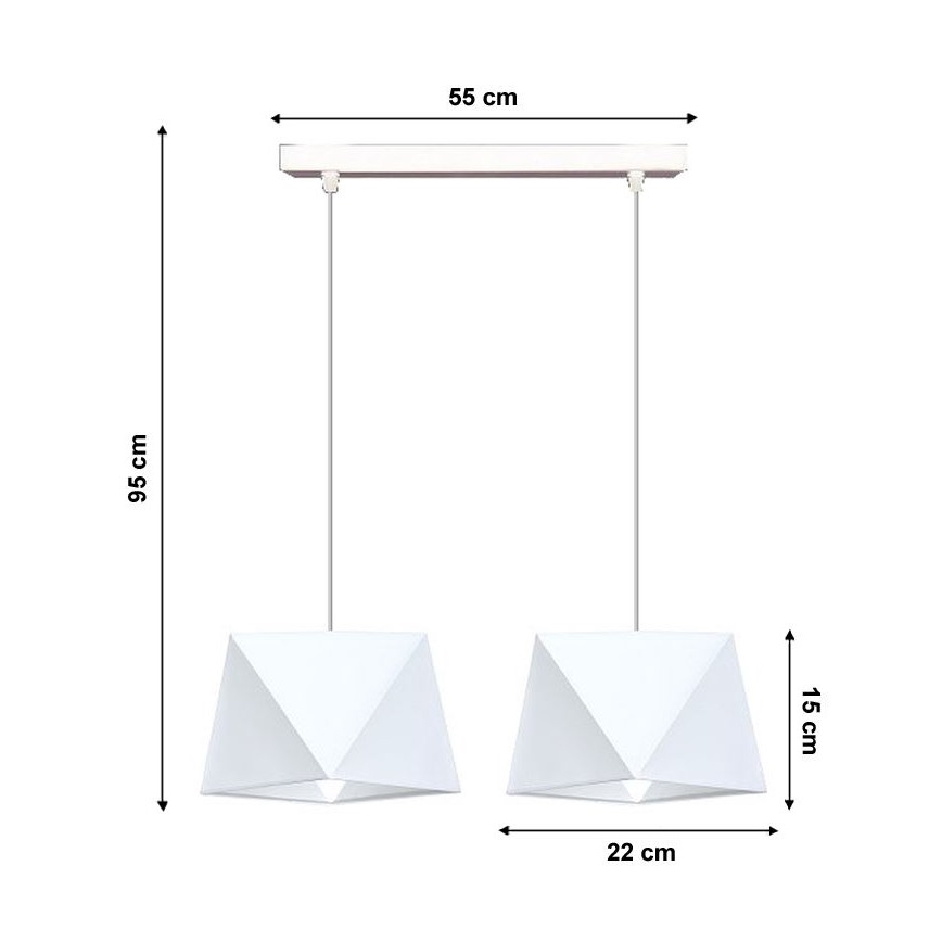 Lestenec na vrvici DIAMENT 2xE27/60W/230V bela