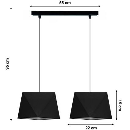 Lestenec na vrvici DIAMENT 2xE27/60W/230V črna