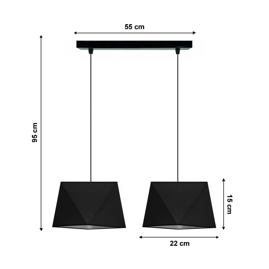 Lestenec na vrvici DIAMENT 2xE27/60W/230V črna