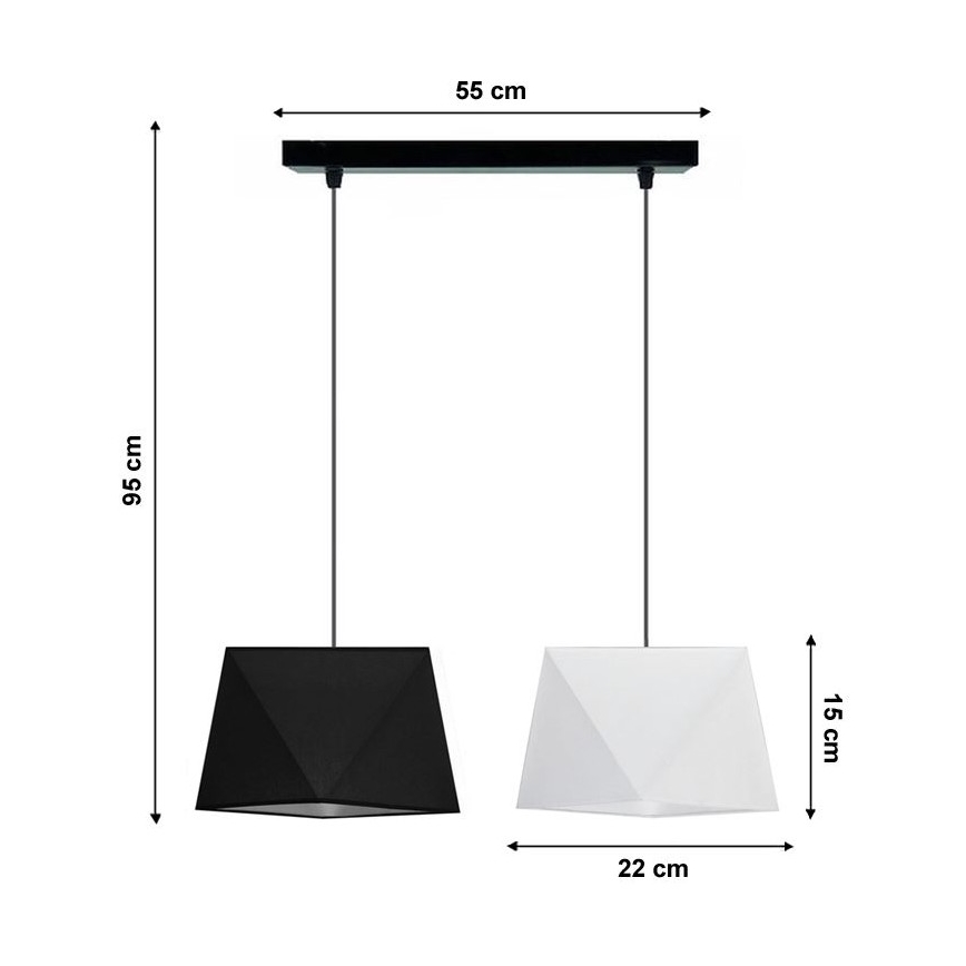 Lestenec na vrvici DIAMENT 2xE27/60W/230V črno-bela
