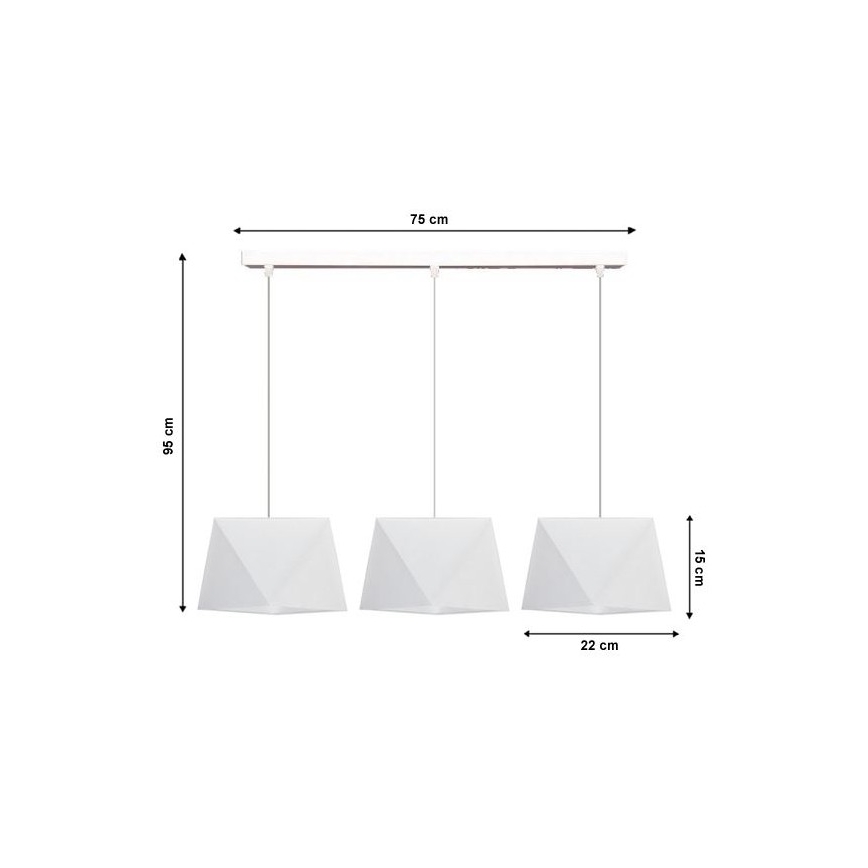 Lestenec na vrvici DIAMENT 3xE27/60W/230V bela