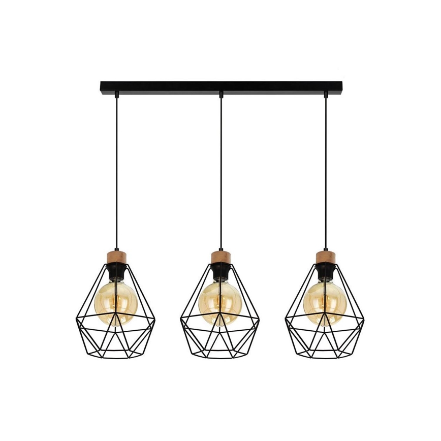 Lestenec na vrvici DIAMENT 3xE27/60W/230V hrast – FSC certifikat