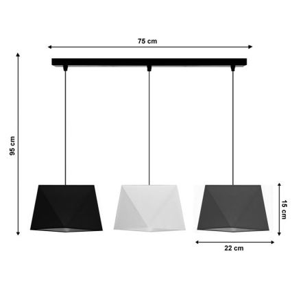 Lestenec na vrvici DIAMENT 3xE27/60W/230V