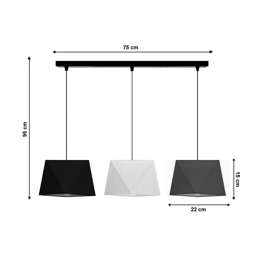 Lestenec na vrvici DIAMENT 3xE27/60W/230V