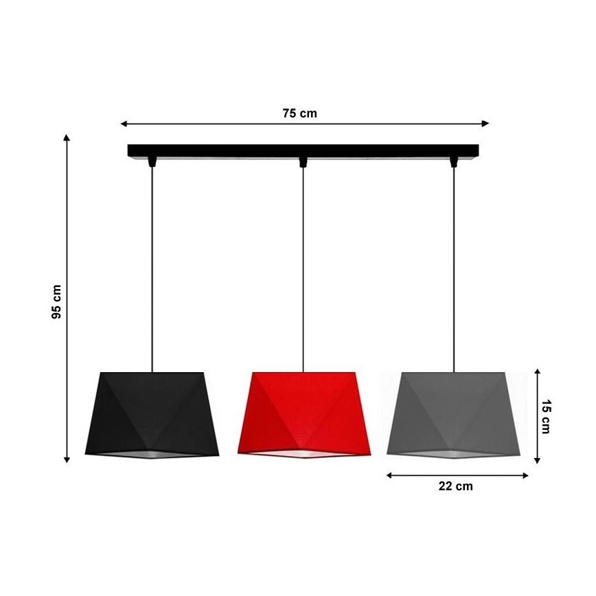Lestenec na vrvici DIAMENT 3xE27/60W/230V