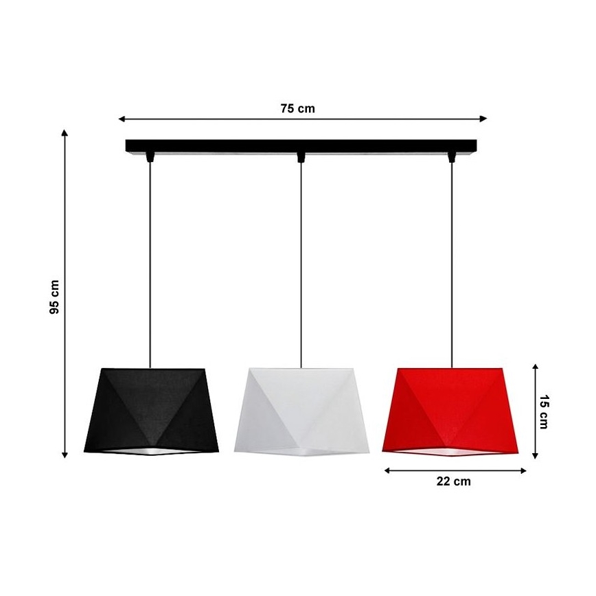 Lestenec na vrvici DIAMENT 3xE27/60W/230V
