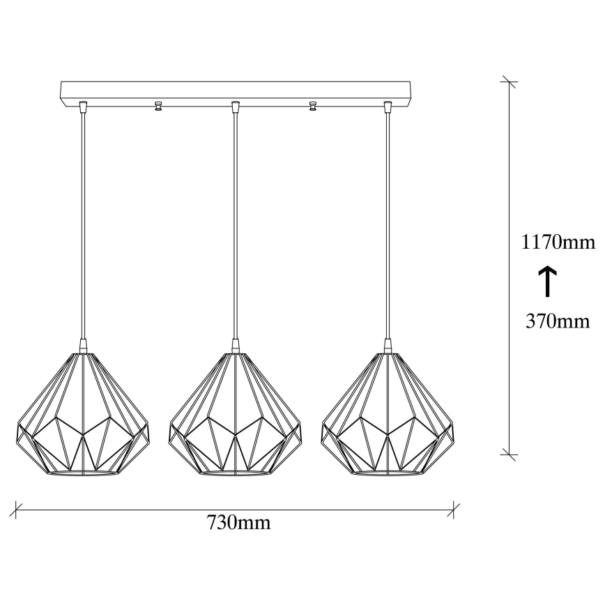 Lestenec na vrvici DIAMOND 3xE27/100W/230V