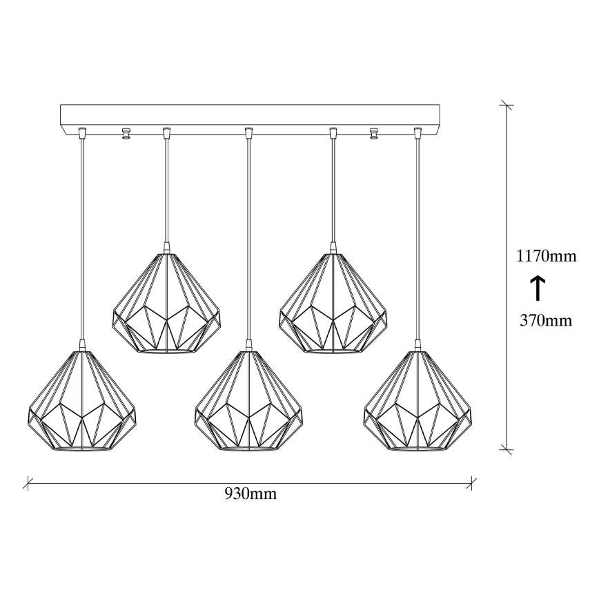 Lestenec na vrvici DIAMOND 5xE27/100W/230V