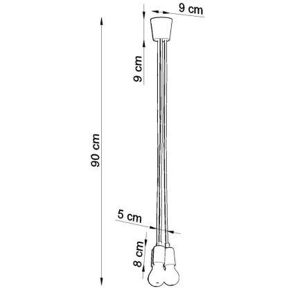 Lestenec na vrvici DIEGO 3xE27/60W/230V