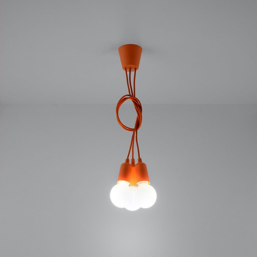 Lestenec na vrvici DIEGO 3xE27/60W/230V oranžna