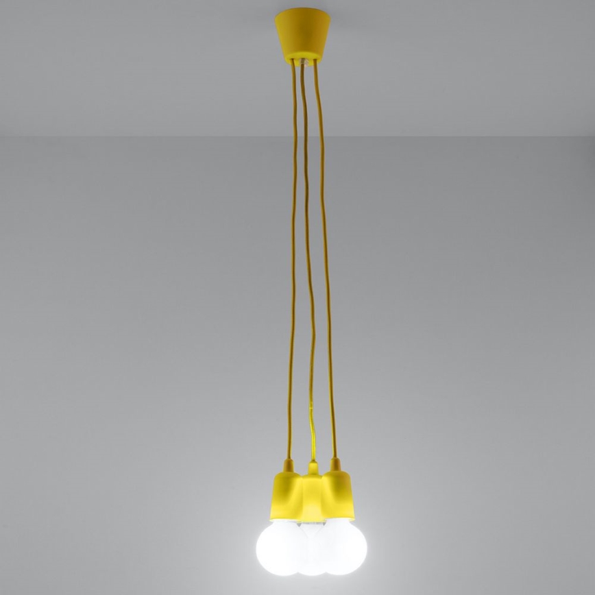 Lestenec na vrvici DIEGO 3xE27/60W/230V rumena